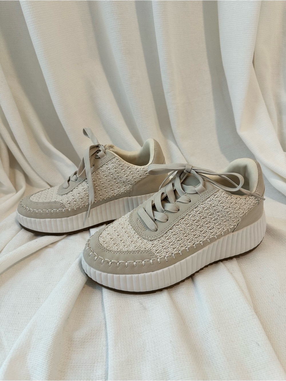 Dolce Vita Cream Knit Platform Sneakers